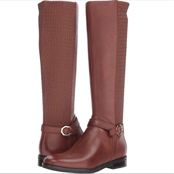 Cole Haan Brown Leather Leela Grand OS Knee-High Riding Boots Size 5 - Picture 1 of 9